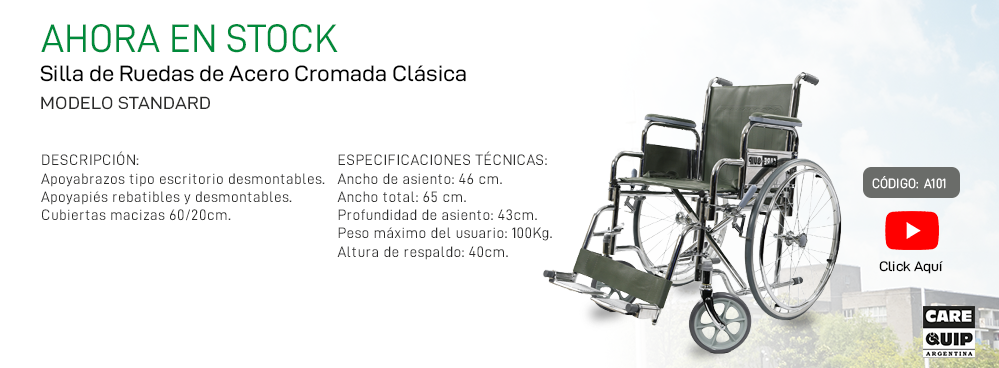 AHORA EN STOCK: SILLA DE RUEDAS DE ACERO CROMADA CLASICA