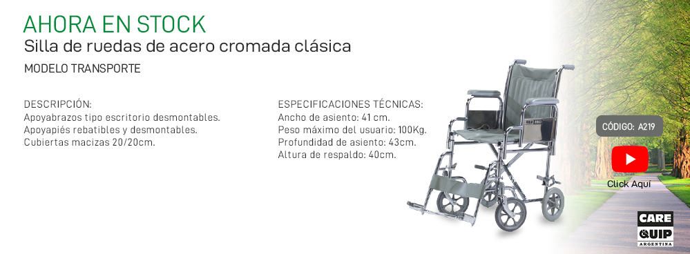AHORA EN STOCK !!! SILLAS DE RUEDAS DE ACERO CROMADAS - MODELO TRANSPORTE !!!