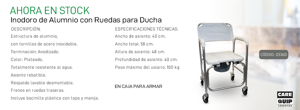 AHORA EN STOCK: INODORO DE ALUMINIO CON RUEDAS PARA DUCHA 
