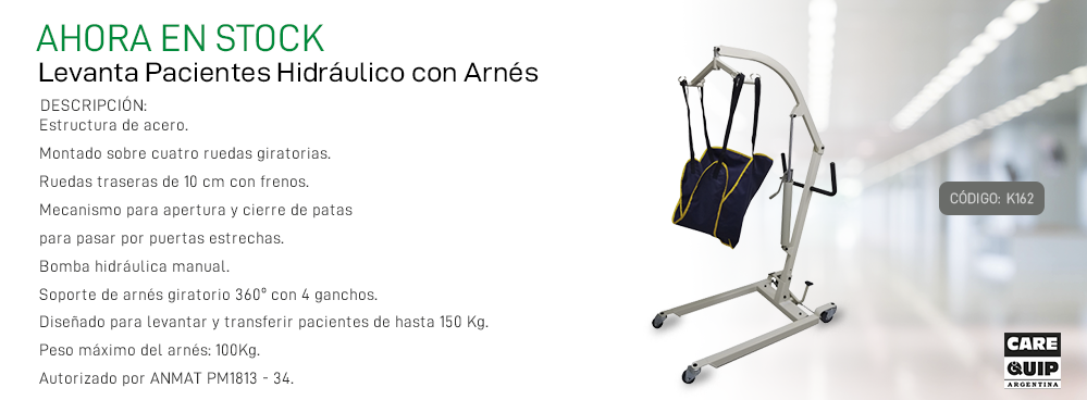 AHORA EN STOCK: LEVANTA PACIENTES HIDRAULICO CON ARNES