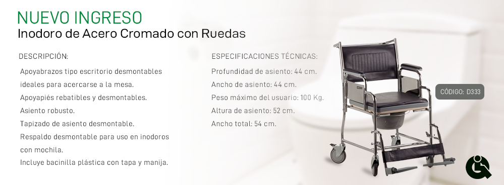 NUEVO INGRESO: INODORO DE ACERO CROMADO CON RUEDAS